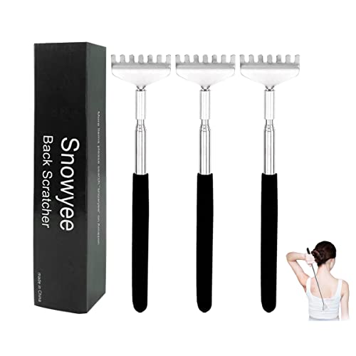 Snowyee Back Scratcher UK, Telescopic Backscratchers for Back Scratching for Men Kids Women and Adults ( 3 Pieces in 1 Set / Black )