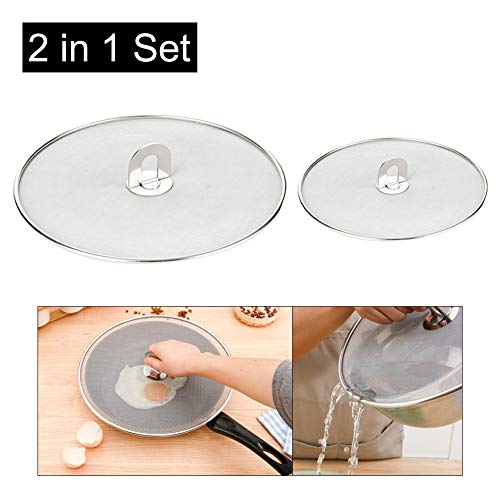 Snowyee Splatter Screen, 2 in 1 Stainless Steel Splatter Guard for Frying Pan