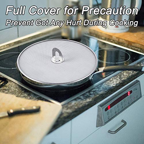 Snowyee Splatter Screen, 2 in 1 Stainless Steel Splatter Guard for Frying Pan