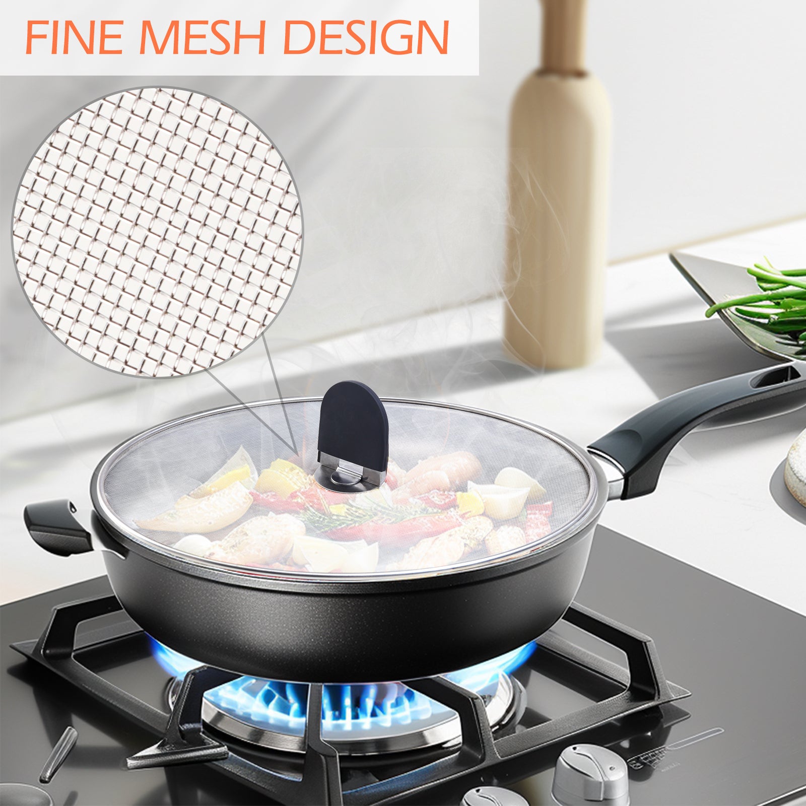 Universal Skillet Lid Indoors 3 Pack Grease Splatter Screens For Frying ...