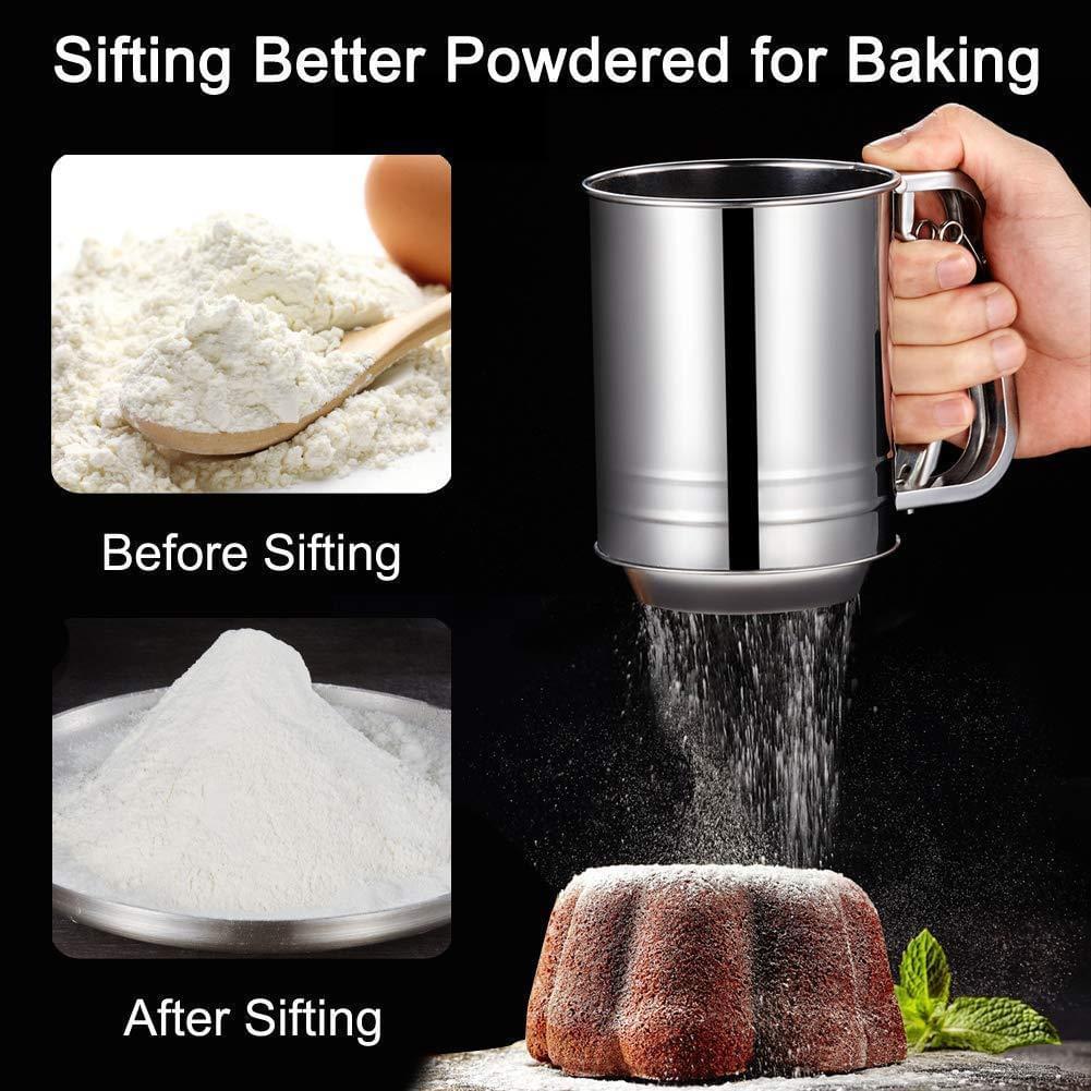 Snowyee Best Flour Sifter for Baking Hand Press with Stainless Steel Design